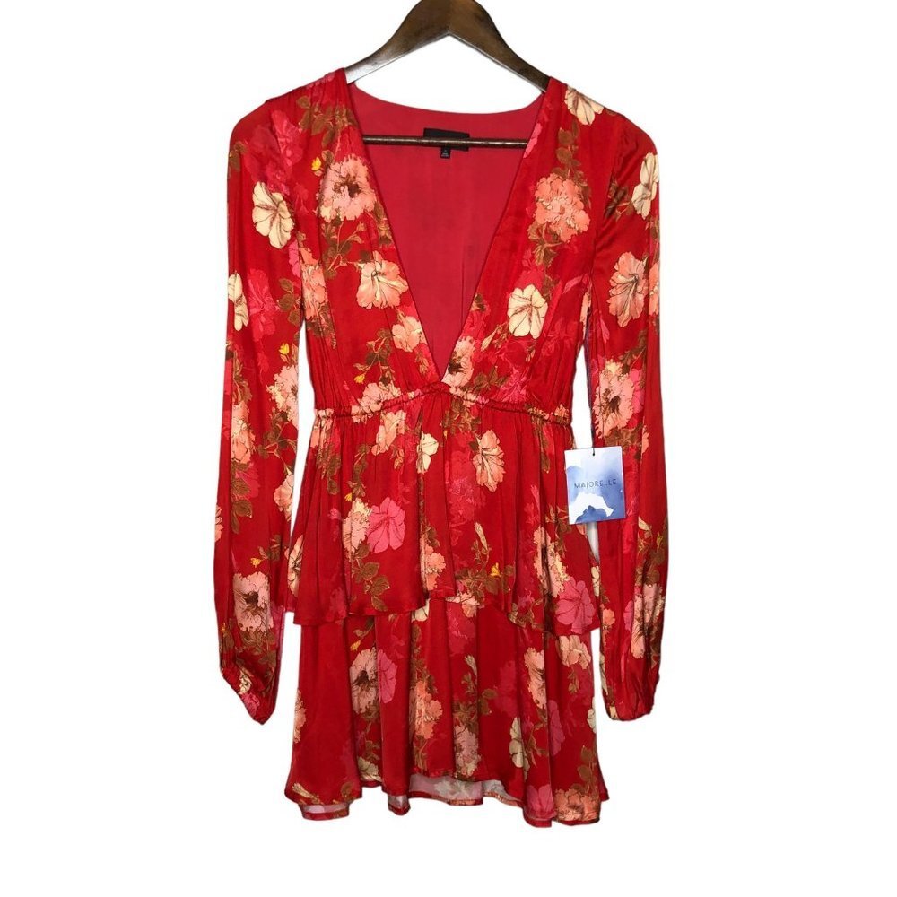 NWT Majorelle Revolve Color‎ Red Candy Apple Floral Berkshire Dress Size XS